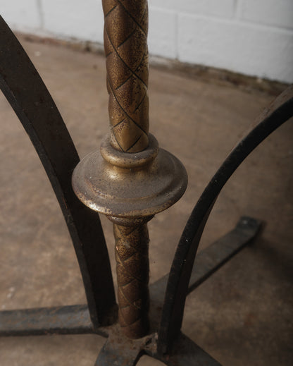 Pair of Antique Large Wrought Iron and Brass Church Candelabras