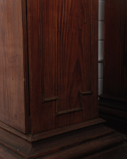 Pair of Gothic Revival Church Pedestal Stands with Wrought Iron Candle Sconces