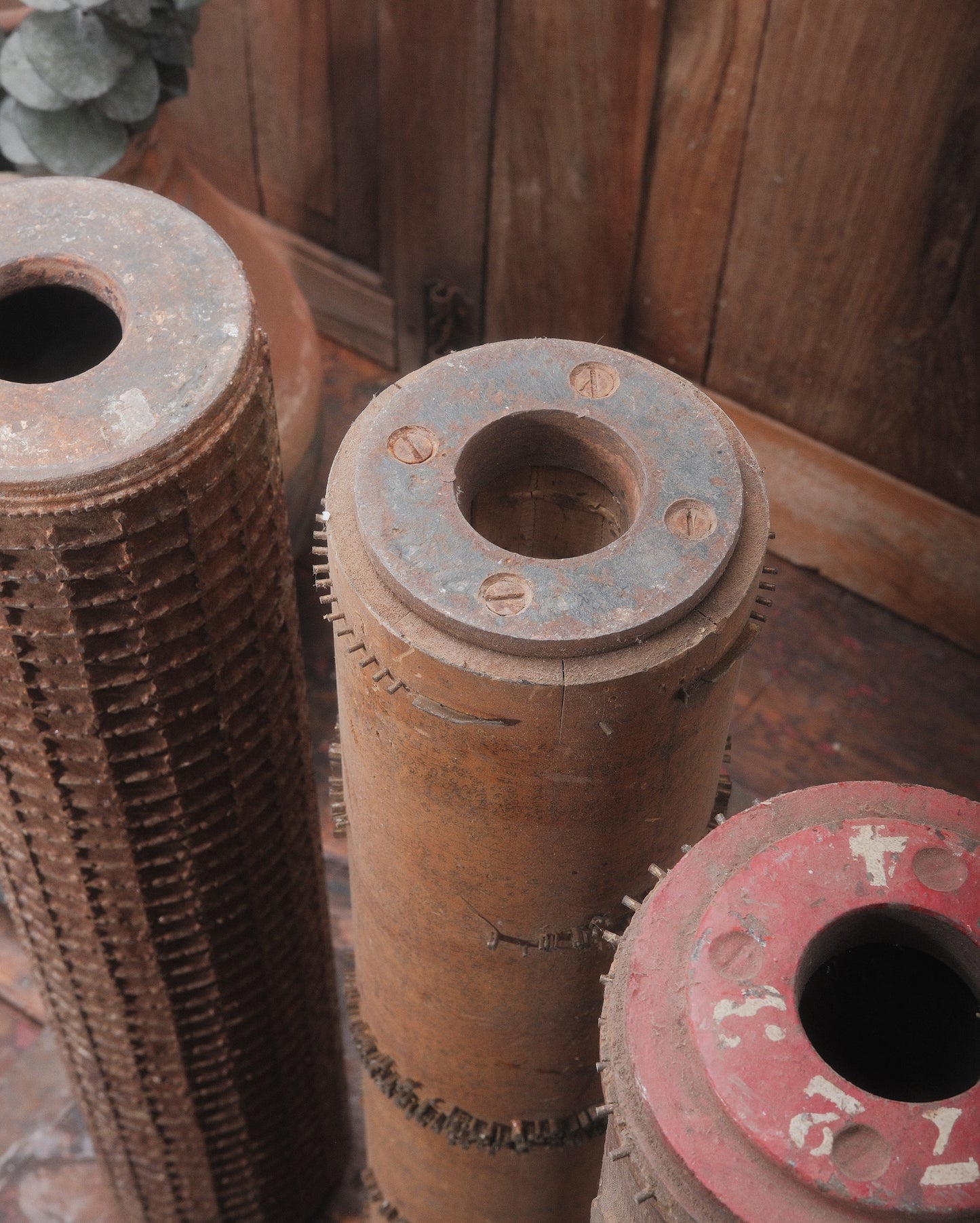 Vintage Industrial Wooden Wallpaper Textile Printing Roller