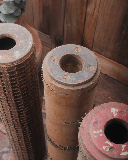 Vintage Industrial Wooden Wallpaper Textile Printing Roller