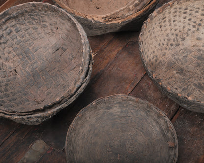 Vintage Indian Woven Mud Basket