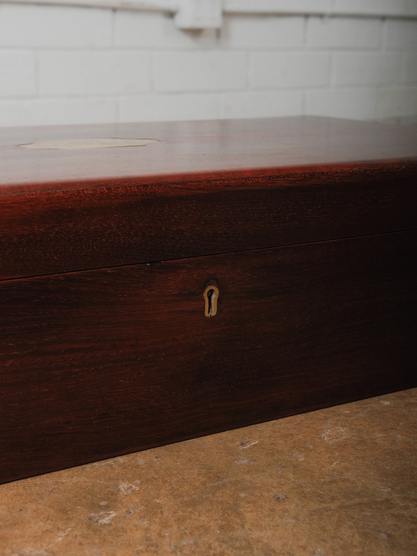 Vintage Mahogany Document Box Dispatch Box with Brass Name Plate Green Felt Interior Storage Box