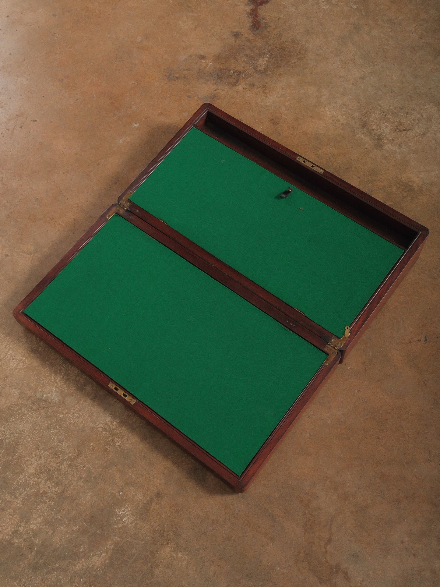 Vintage Mahogany Document Box Dispatch Box with Brass Name Plate Green Felt Interior Storage Box