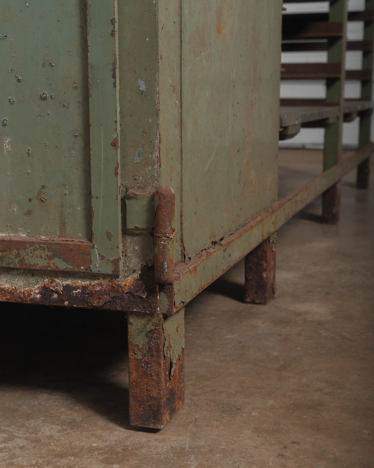 Early 20th Century Industrial Metal Workbench with Storage