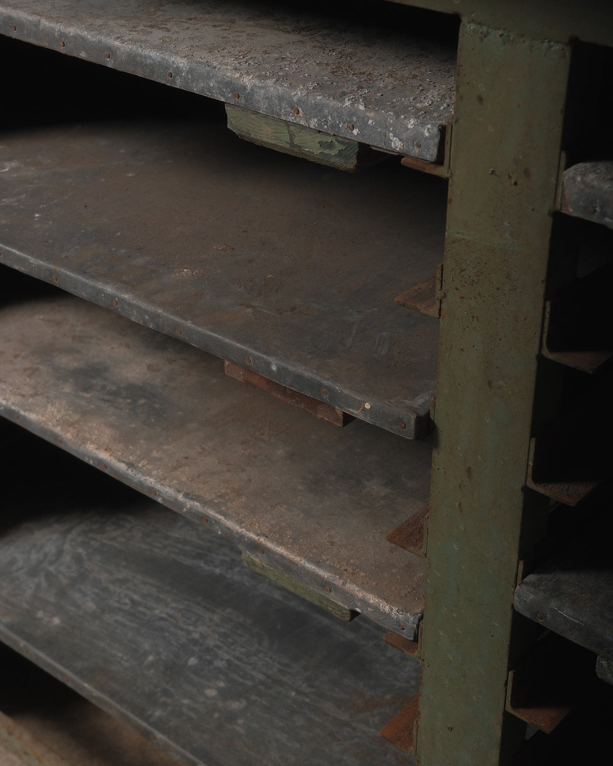 Early 20th Century Industrial Metal Workbench with Storage