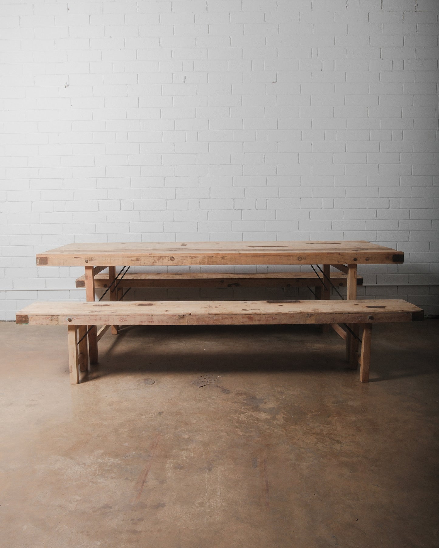 Indian Wedding Foldable Wood Table Set with Two Benches