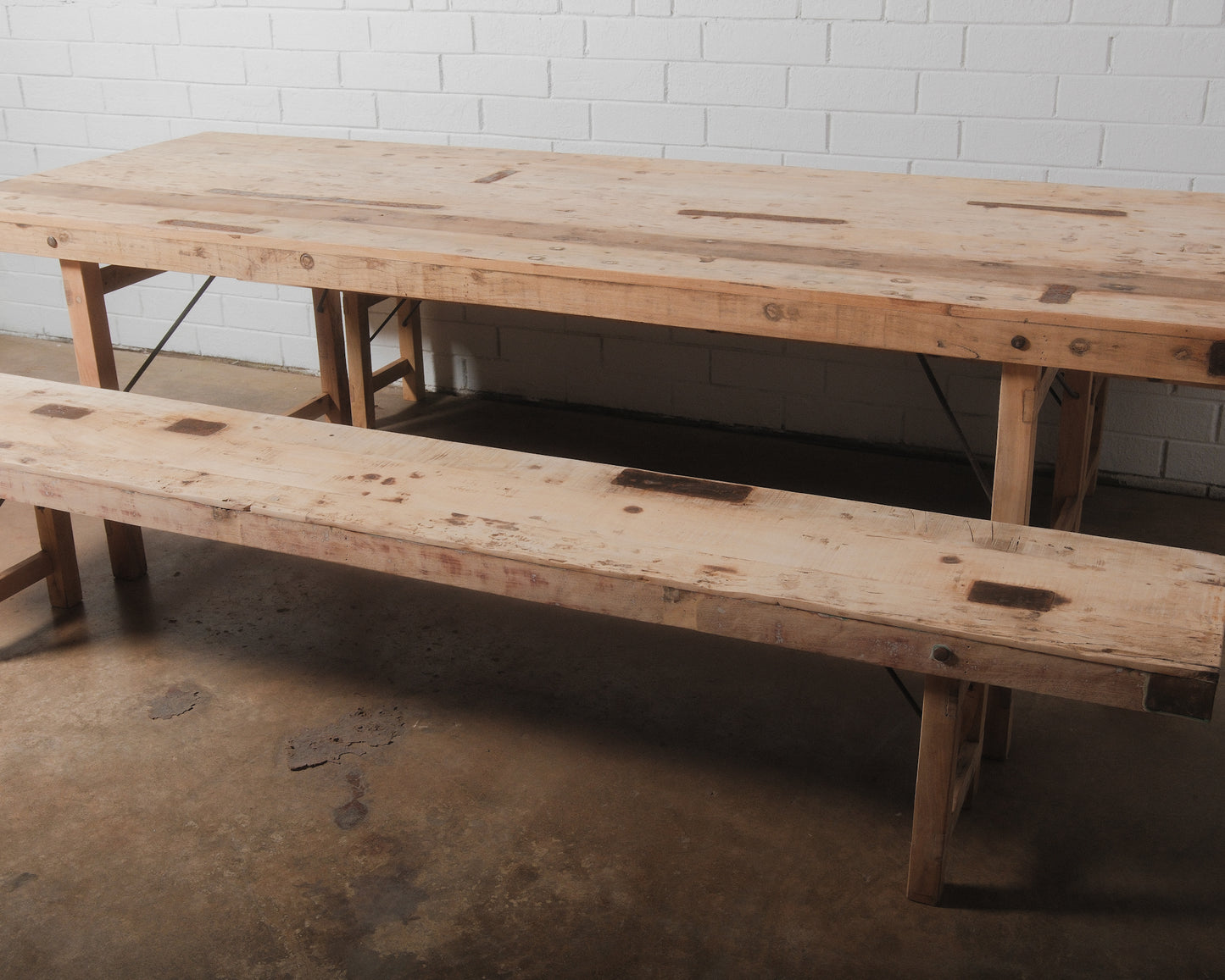 Indian Wedding Foldable Wood Table Set with Two Benches