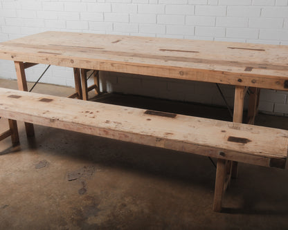 Indian Wedding Foldable Wood Table Set with Two Benches