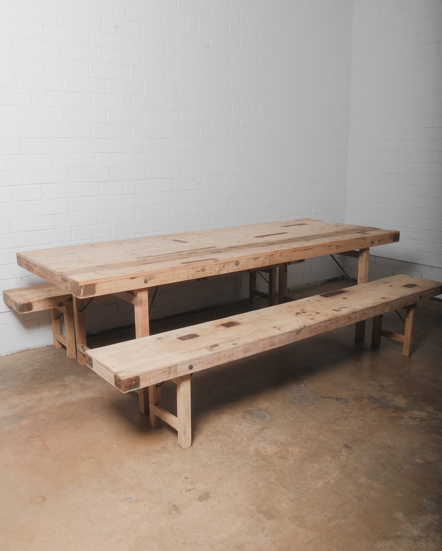 Indian Wedding Foldable Wood Table Set with Two Benches