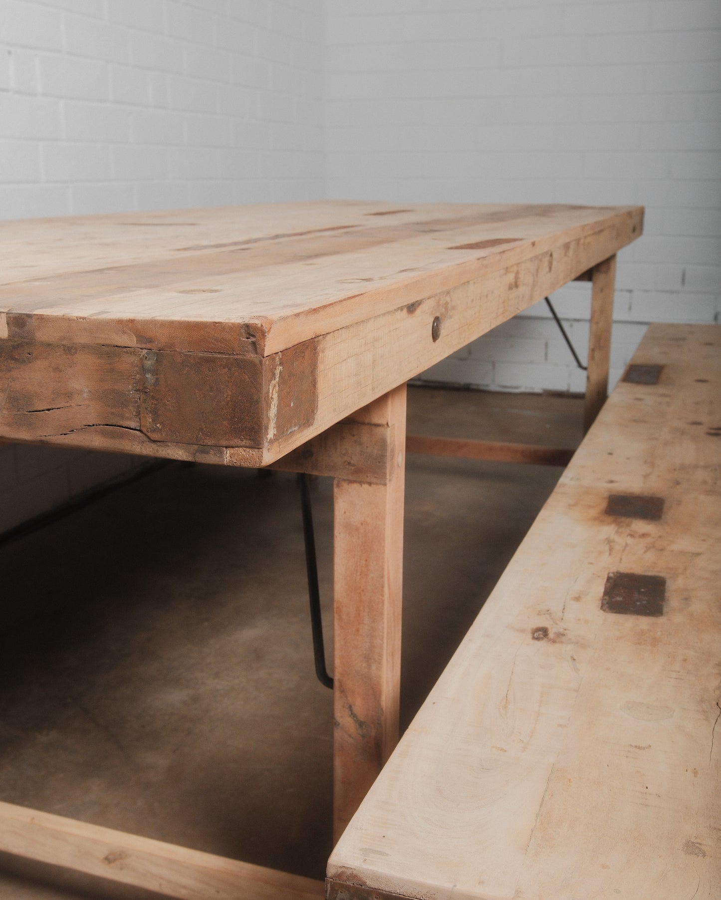 Indian Wedding Foldable Wood Table Set with Two Benches