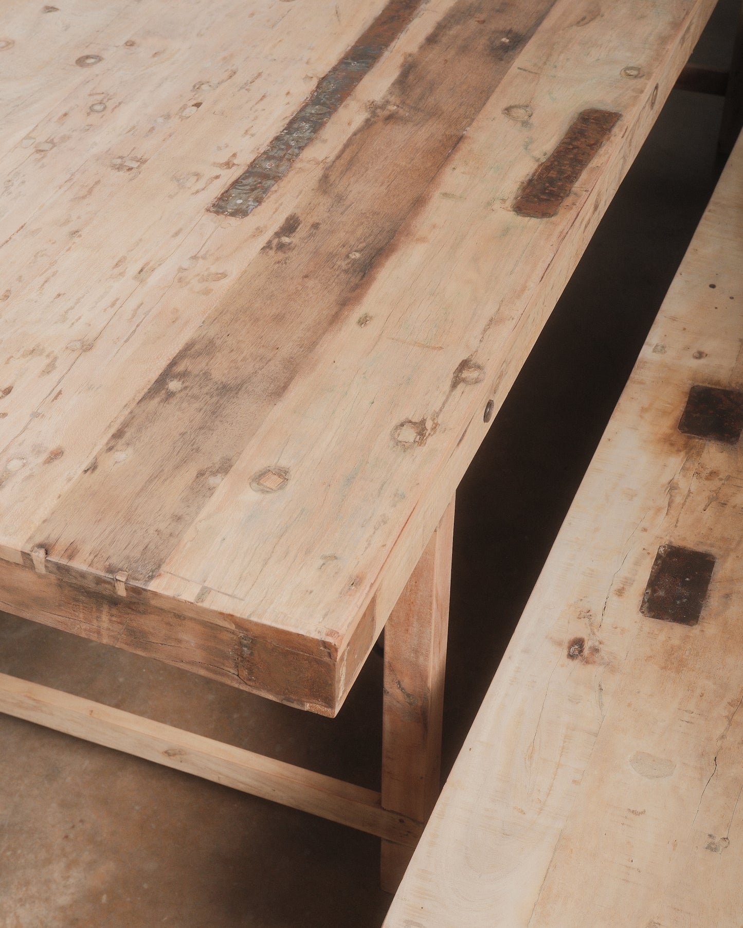 Indian Wedding Foldable Wood Table Set with Two Benches