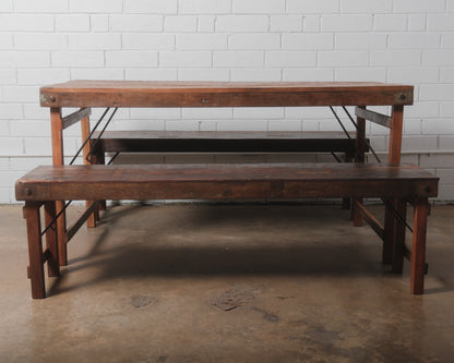 Indian Wedding Foldable Wood Table Set with Two Benches