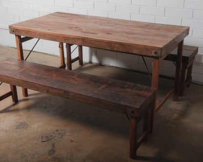 Indian Wedding Foldable Wood Table Set with Two Benches