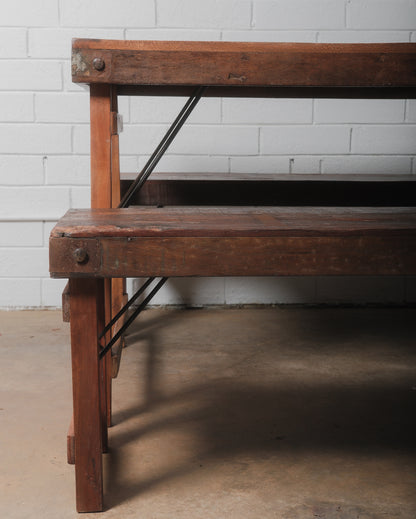 Indian Wedding Foldable Wood Table Set with Two Benches