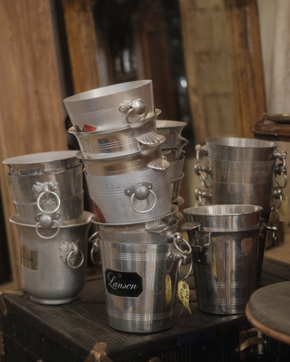 Vintage French Aluminum Champagne Bucket Retro Wine Cooler