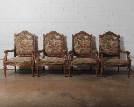 Set of 4 Late 19th/Early 20th Century French Louis XVI Style Armchairs