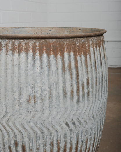 Vintage English Galvanized Dolly Drum Planter