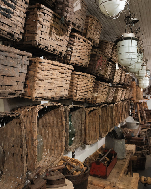 Vintage French Woven Market Baskets