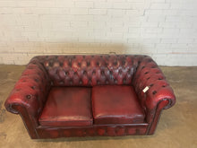 Load image into Gallery viewer, Burgundy Leather Chesterfield Sofa