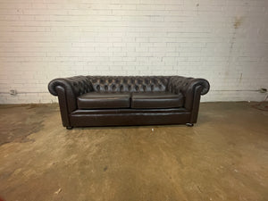 Dark Brown Leather Chesterfield Sofa