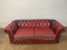Load image into Gallery viewer, Red Leather Chesterfield Sofa