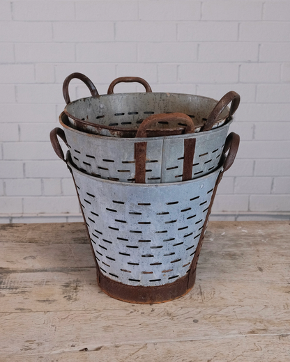 Vintage Mediterranean Olive Harvest Bucket