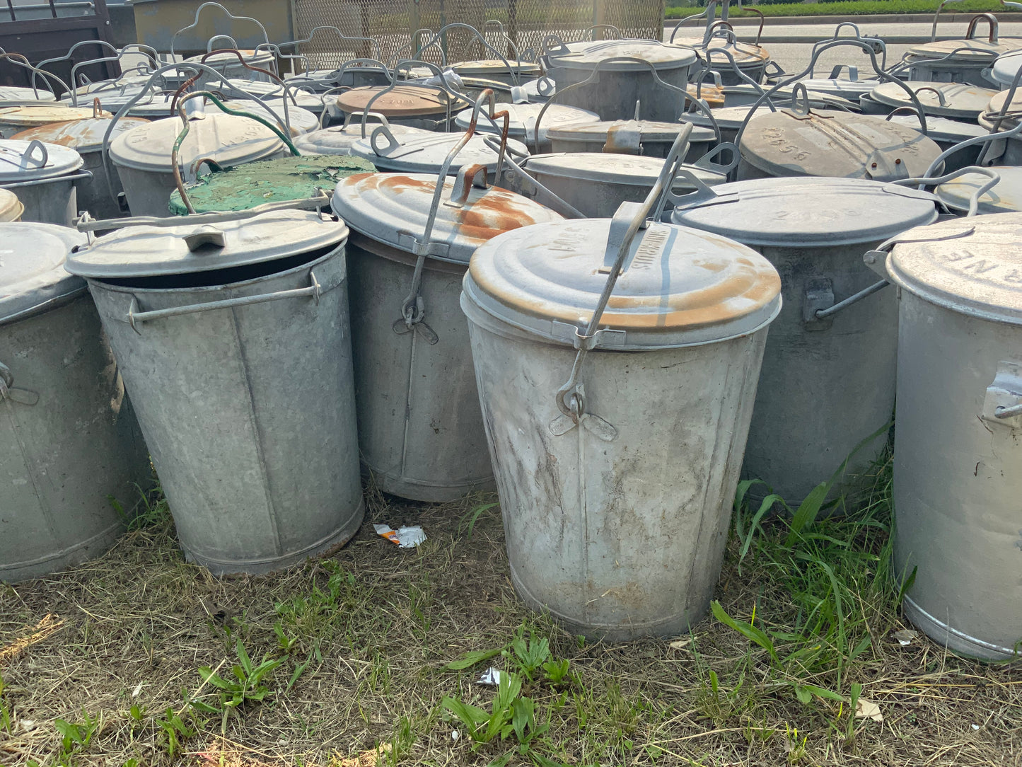 Galvanized covered pails from England