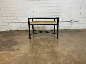 Concrete Mold End Table with Iron Frame and Glass Top