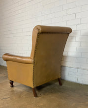 Load image into Gallery viewer, Tan Leather Armchair with Rivet Accents