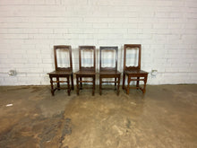 Load image into Gallery viewer, Dark Stained Straight Backed Wood Chairs, set of 4