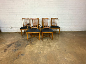 Wood Framed Dining Chairs with cloth seat, Set of 6
