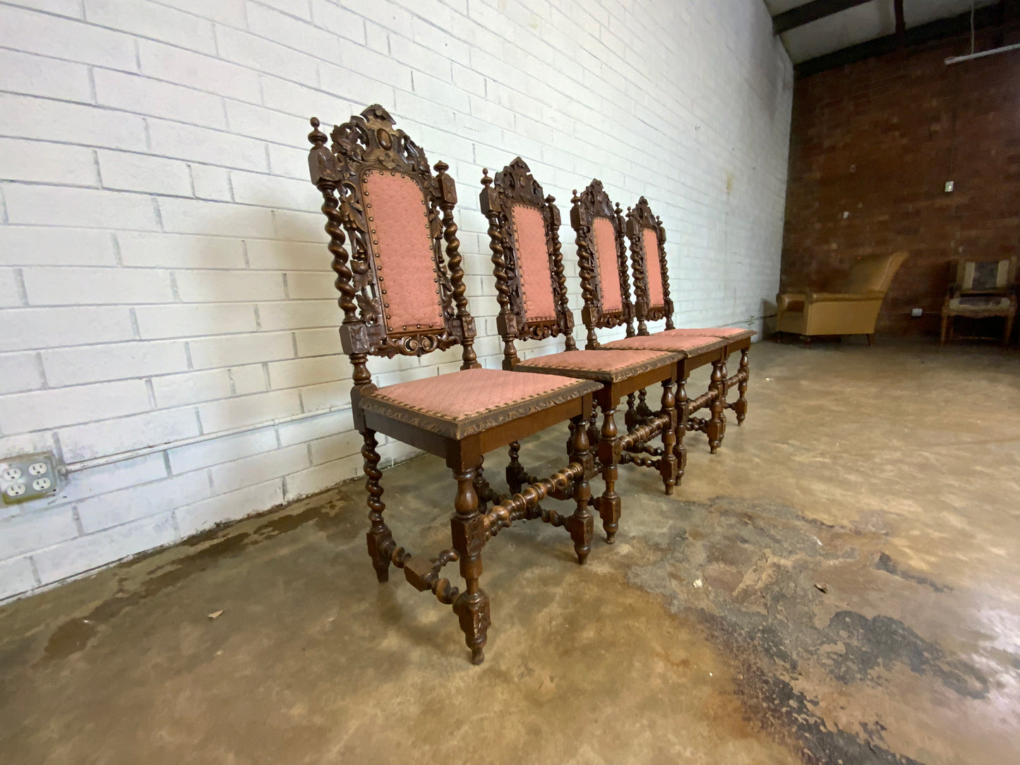 Gothic style wood Dining Chairs, set of 4