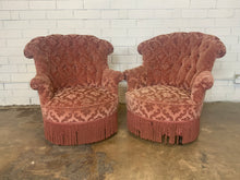 Load image into Gallery viewer, Fan style cushion Chair Rose Brocade with Fringe Accent, One Pair