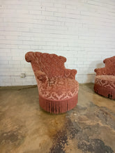 Load image into Gallery viewer, Fan style cushion Chair Rose Brocade with Fringe Accent, One Pair