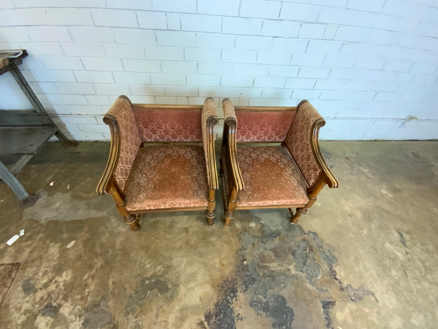 Gothic style chairs with plush velour seat, One Pair