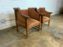 Load image into Gallery viewer, Gothic style chairs with plush velour seat, One Pair