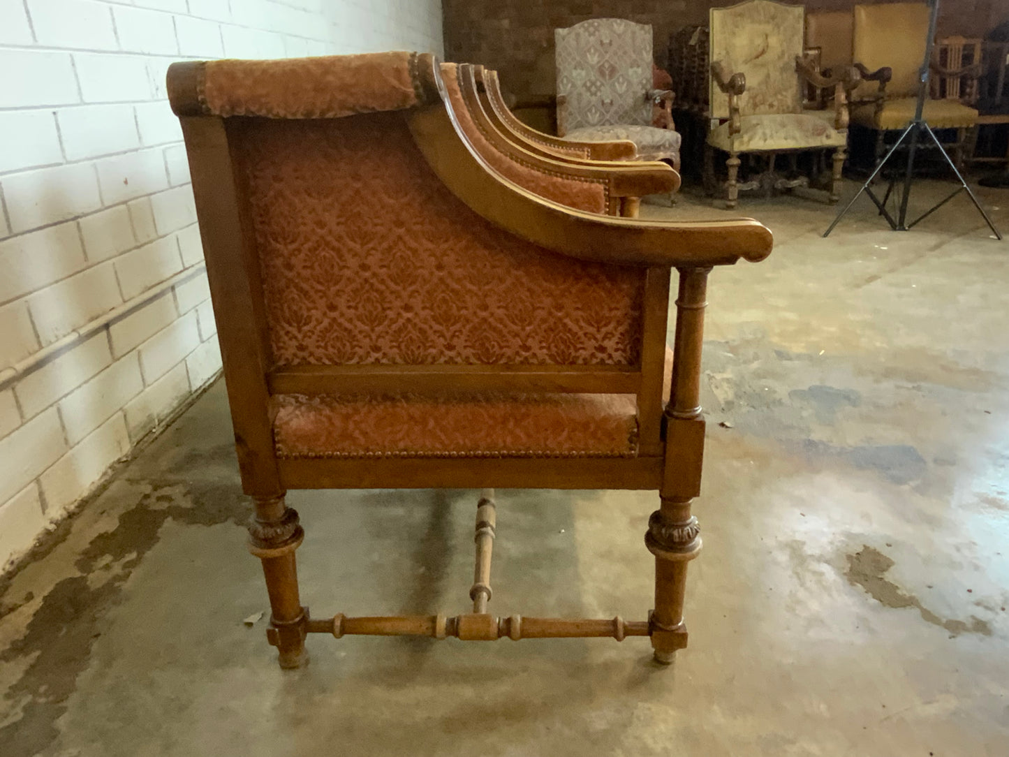 Gothic style chairs with plush velour seat, One Pair