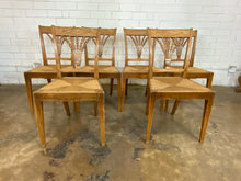Load image into Gallery viewer, Wicker Rattan Seated wood Chairs, set of 6