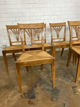 Load image into Gallery viewer, Wicker Rattan Seated wood Chairs, set of 6