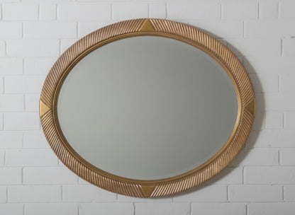 Oval Carved Wood Mirror with Fluted Gilt Frame