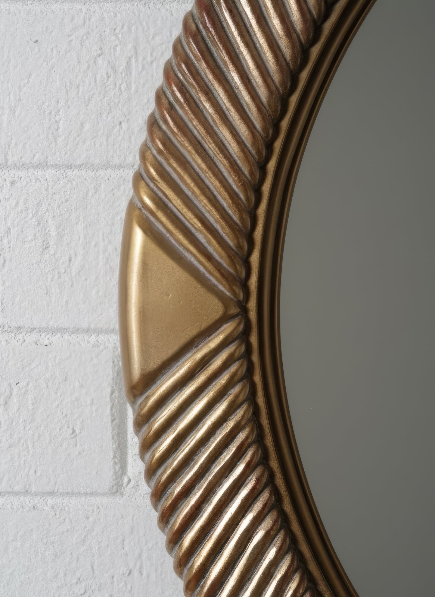 Oval Carved Wood Mirror with Fluted Gilt Frame