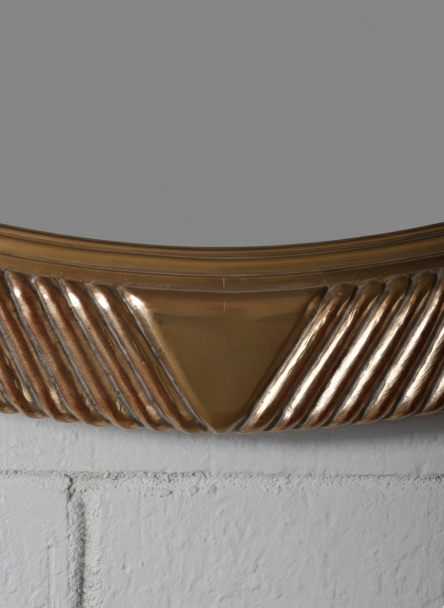 Oval Carved Wood Mirror with Fluted Gilt Frame