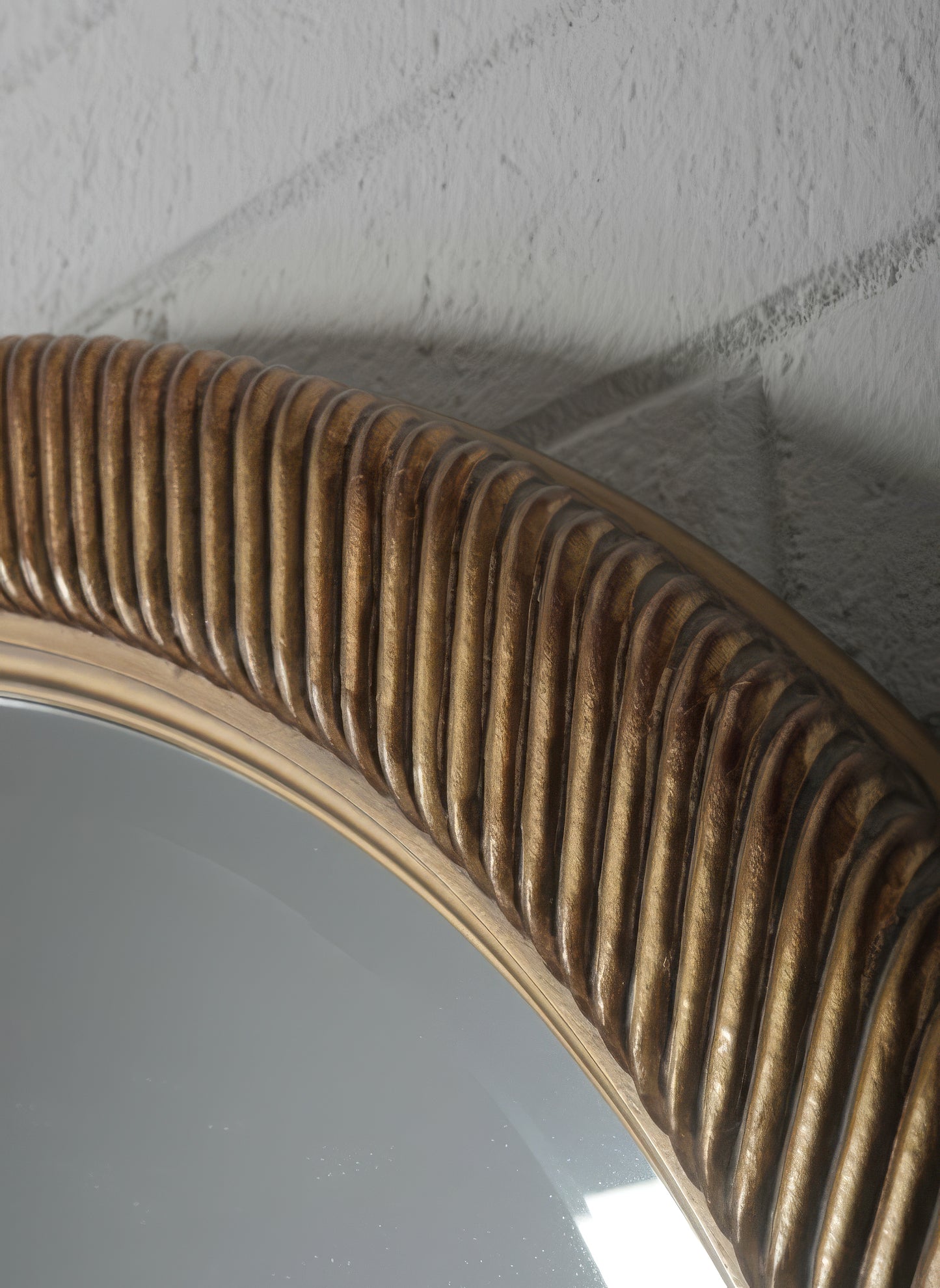 Oval Carved Wood Mirror with Fluted Gilt Frame