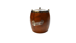 Antique Wooden Biscuit Barrel | Primitive English Tea Caddie | Vintage Cookie Jar