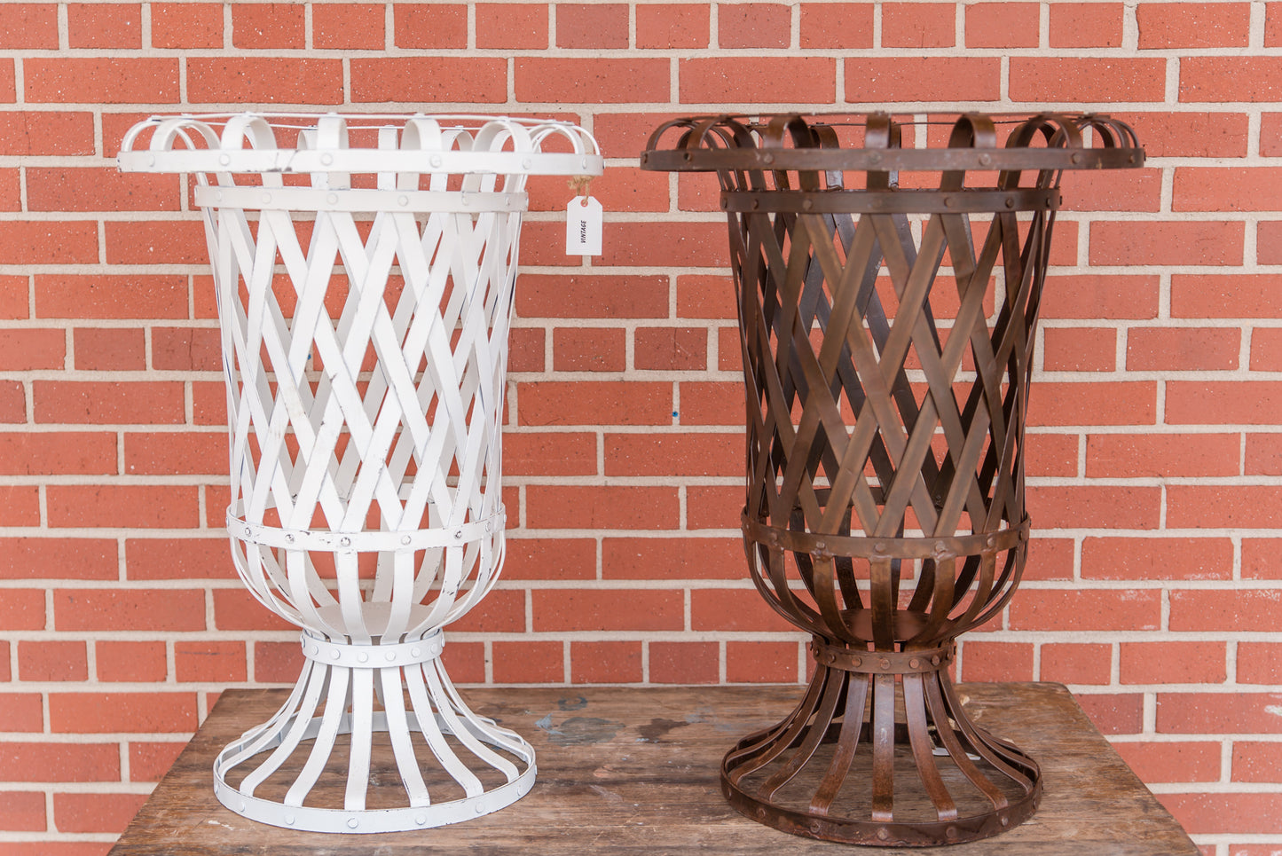 Hand Crafted Iron Planters with Lattice Design