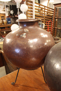 Brown Clay Urn on Metal Stand