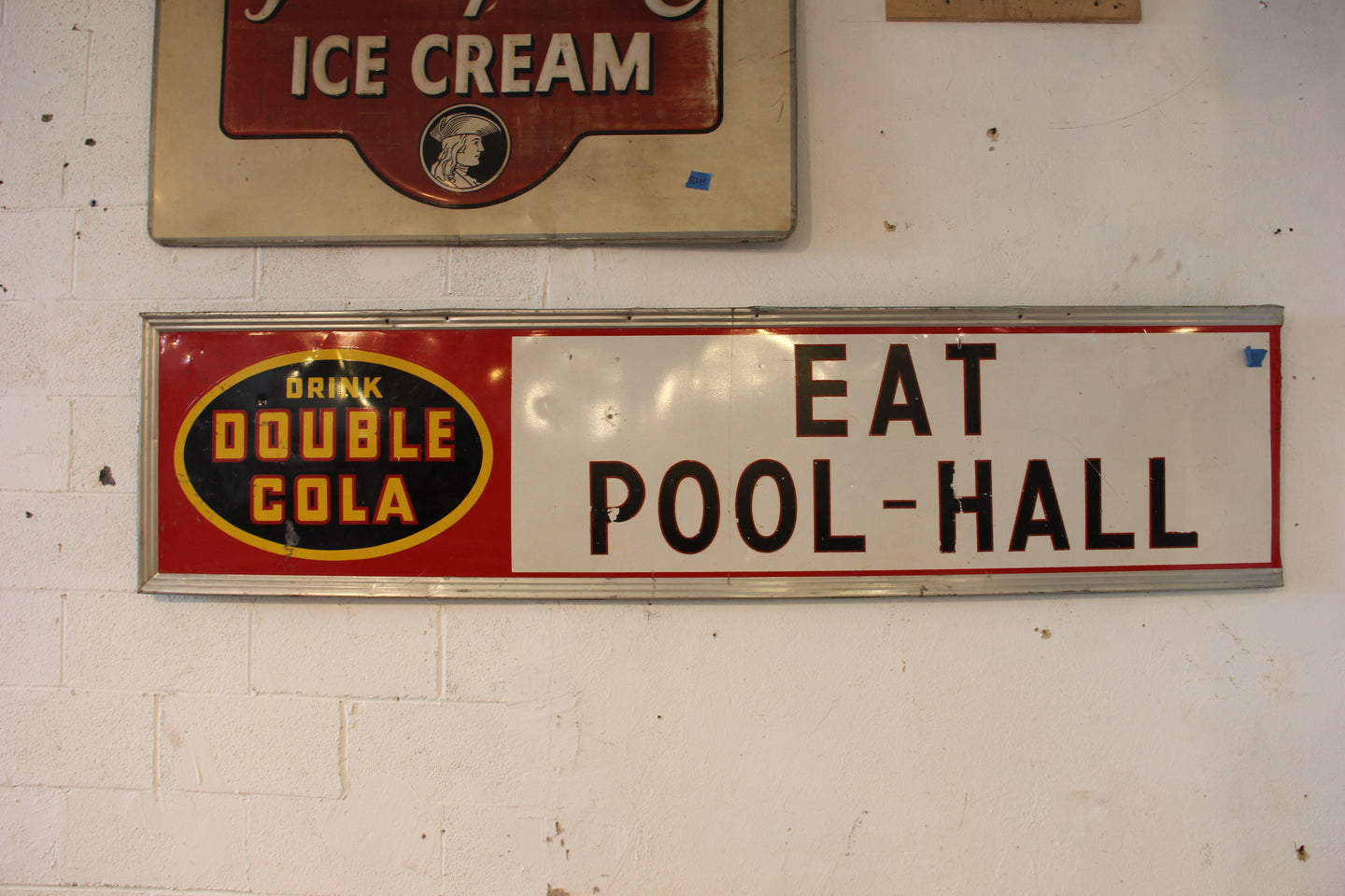 Vintage Double Cola Pool Hall Metal Sign