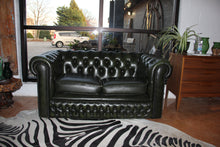 Load image into Gallery viewer, Dark Green Leather Chesterfield Sofa