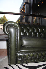 Load image into Gallery viewer, Dark Green Leather Chesterfield Sofa