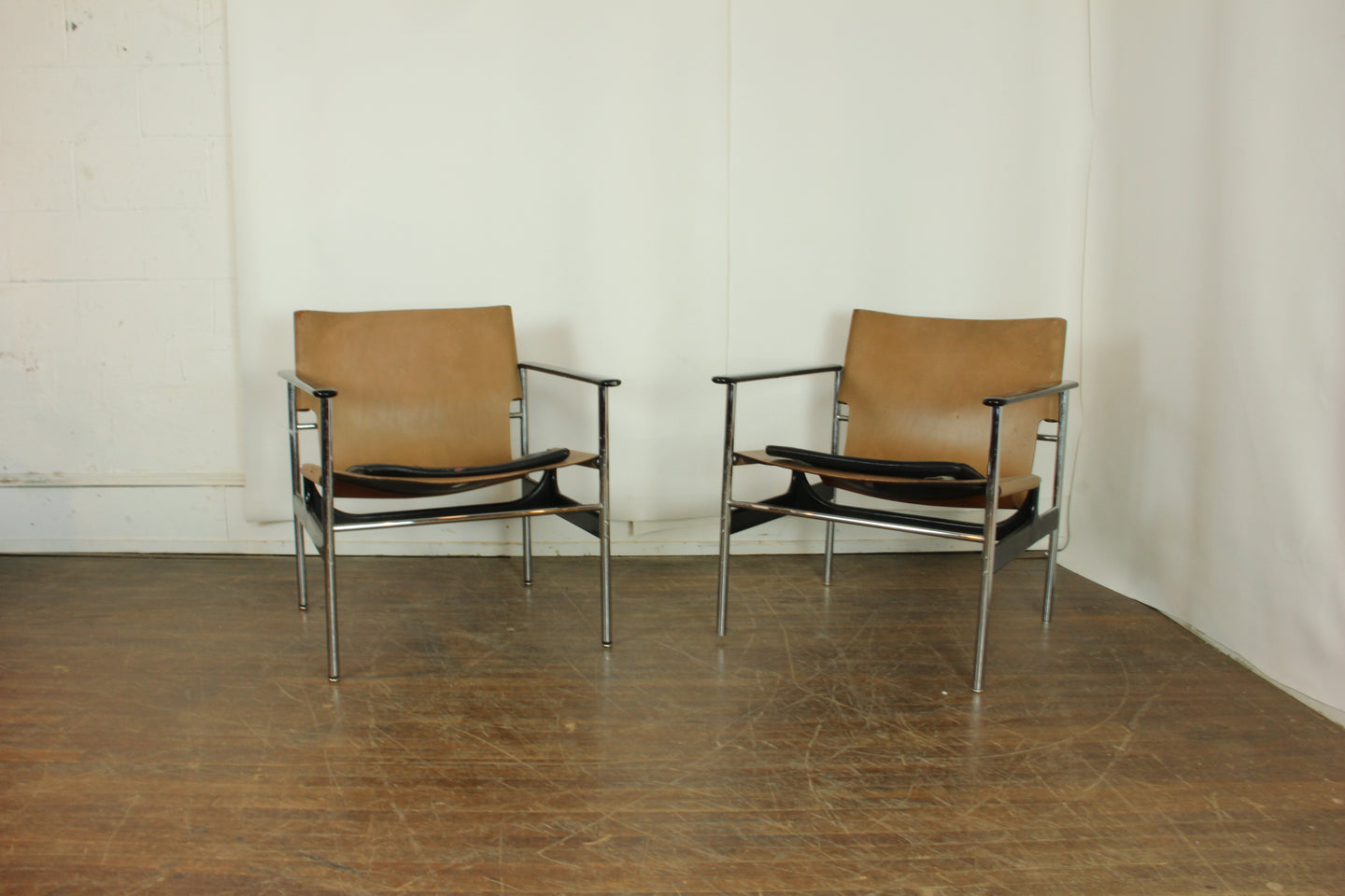 Leather& Chrome Directors Chairs